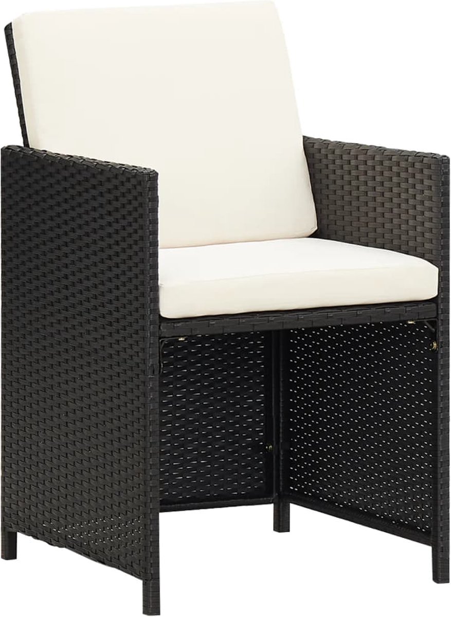 Vidaxl 5-delige Tuinset Met Kussens Poly Rattan - Zwart