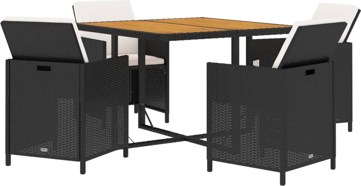 Vidaxl 5-delige Tuinset Met Kussens Poly Rattan - Zwart