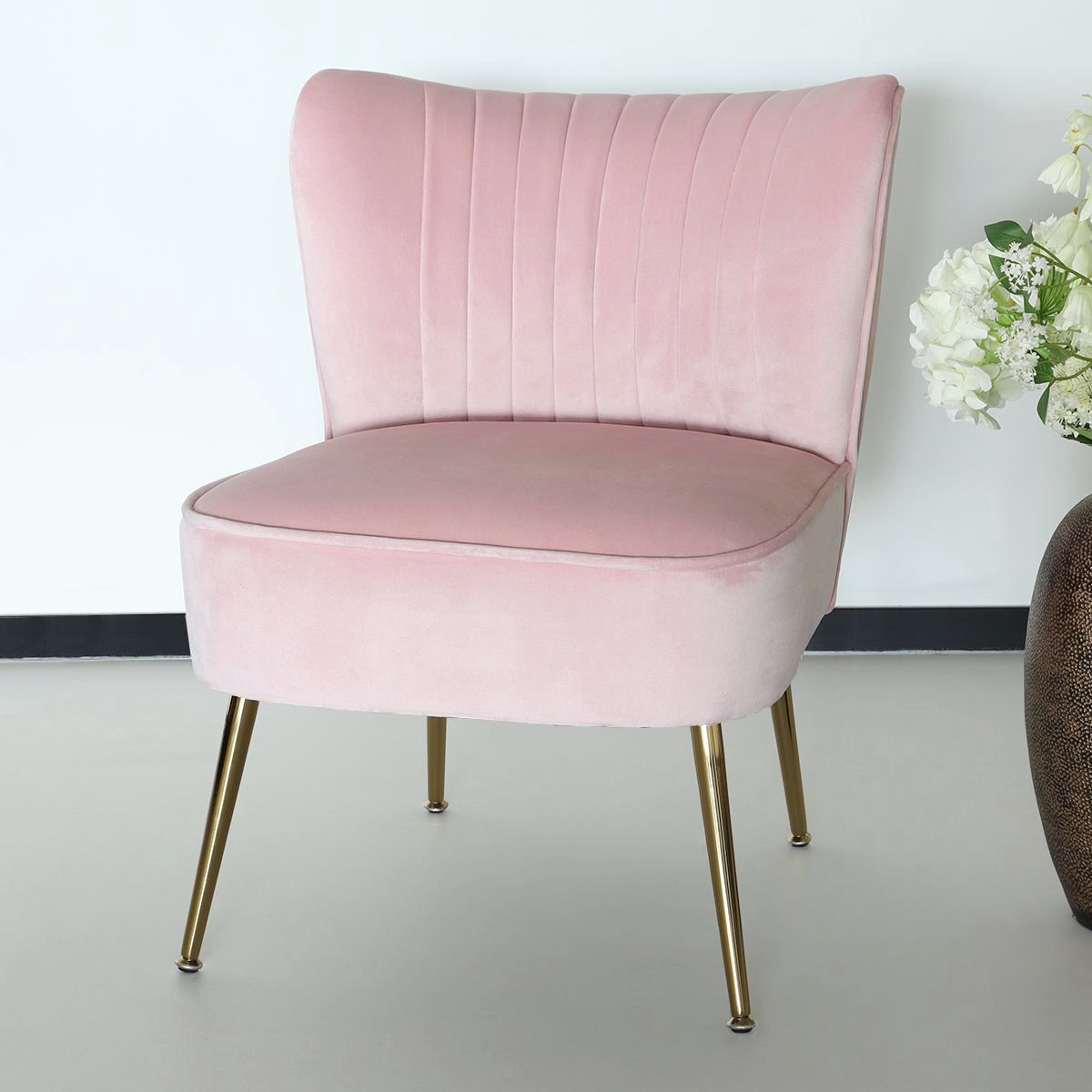 Lizzely Garden & Living Fauteuil Zitbank 1 Persoons Rilaan Velvet Stoel - Roze