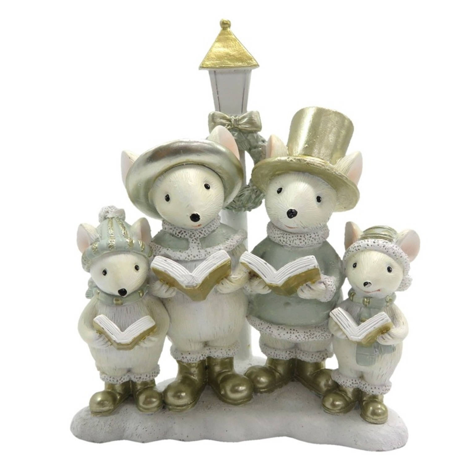 Clayre & Eef Decoratie Muizen Familie 10*5*12 Cm Meerkleurig Kunststof Muizen 6pr2763 - Grijs