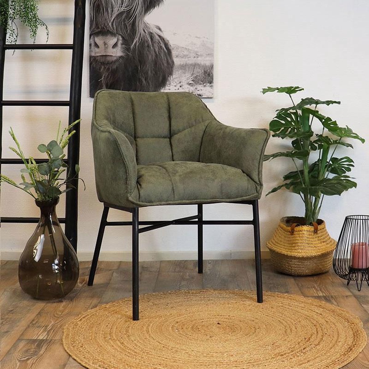 Bronx71 Industriële Eetkamerstoel Aaron - Groen