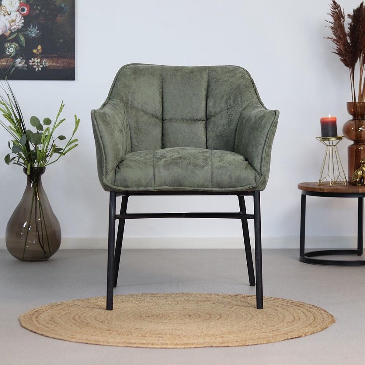 Bronx71 Industriële Eetkamerstoel Aaron - Groen