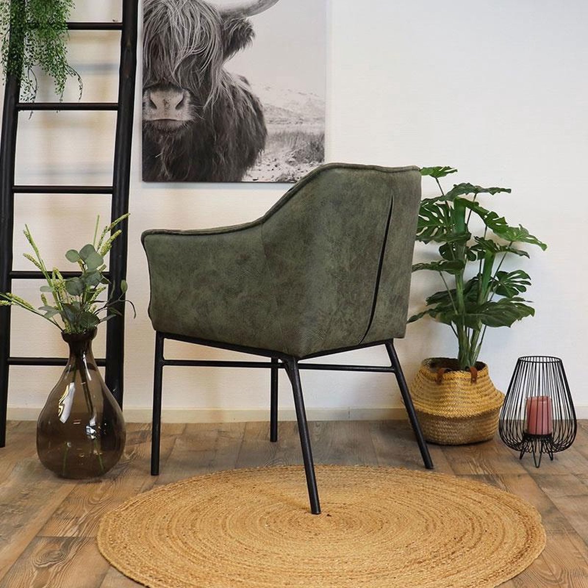 Bronx71 Industriële Eetkamerstoel Aaron - Groen