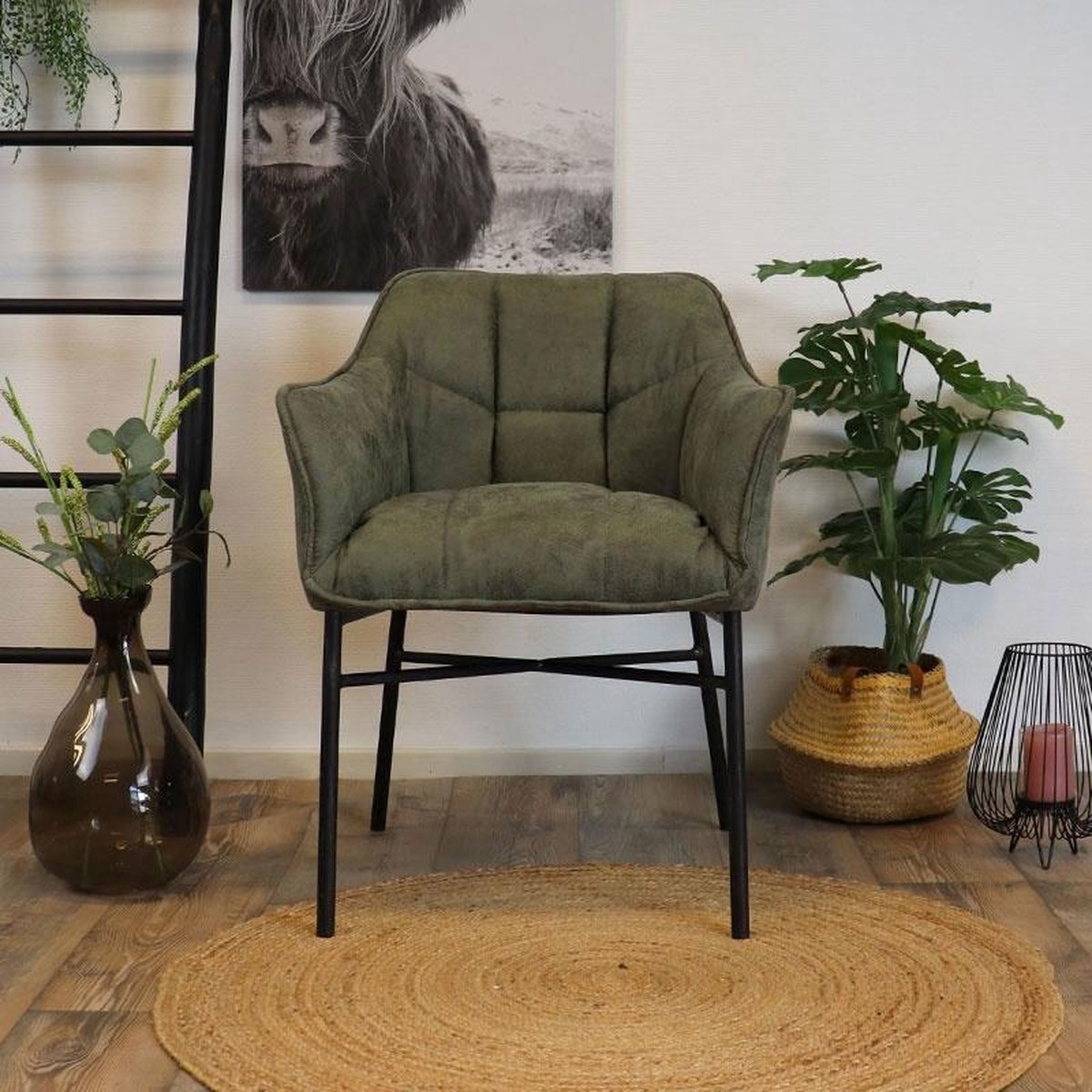 Bronx71 Industriële Eetkamerstoel Aaron - Groen