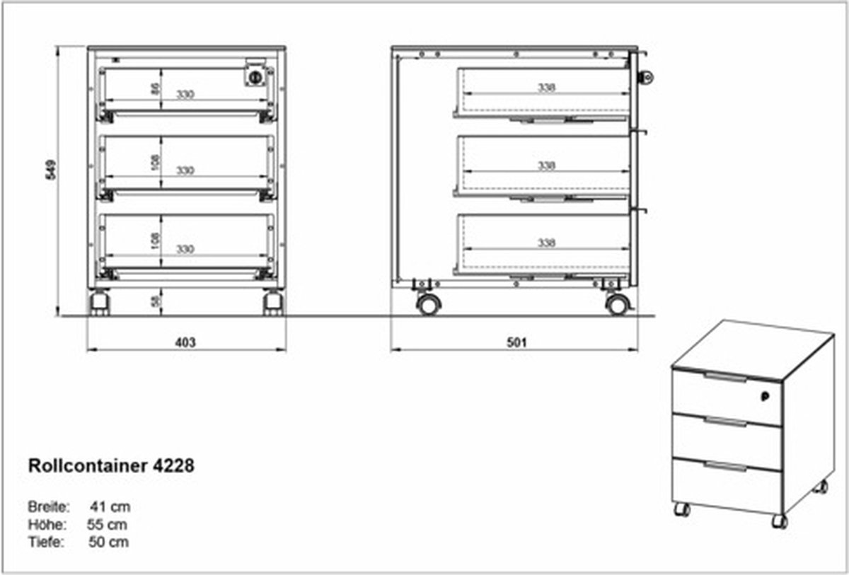 Germania Rolkast Gw-ancona 51x41x55 Cm Kasjmier- En Walnootkleurig - Bruin