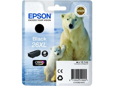 Epson Singlepack Black 26XL Claria Premium Ink - Zwart