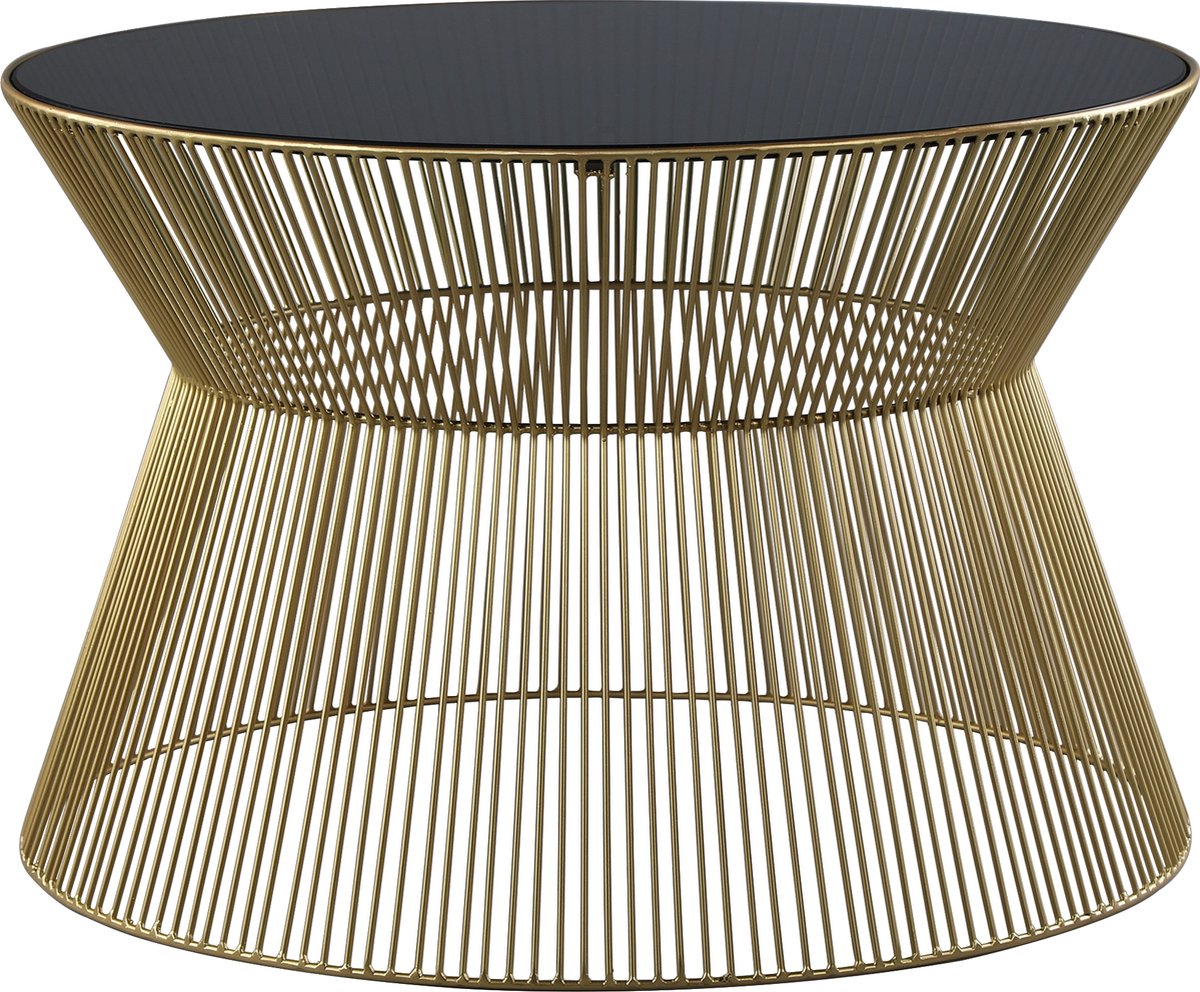 Salontafel Ø 72x48 Cm Goud/ Metaal En Glas Womo-design - Zwart