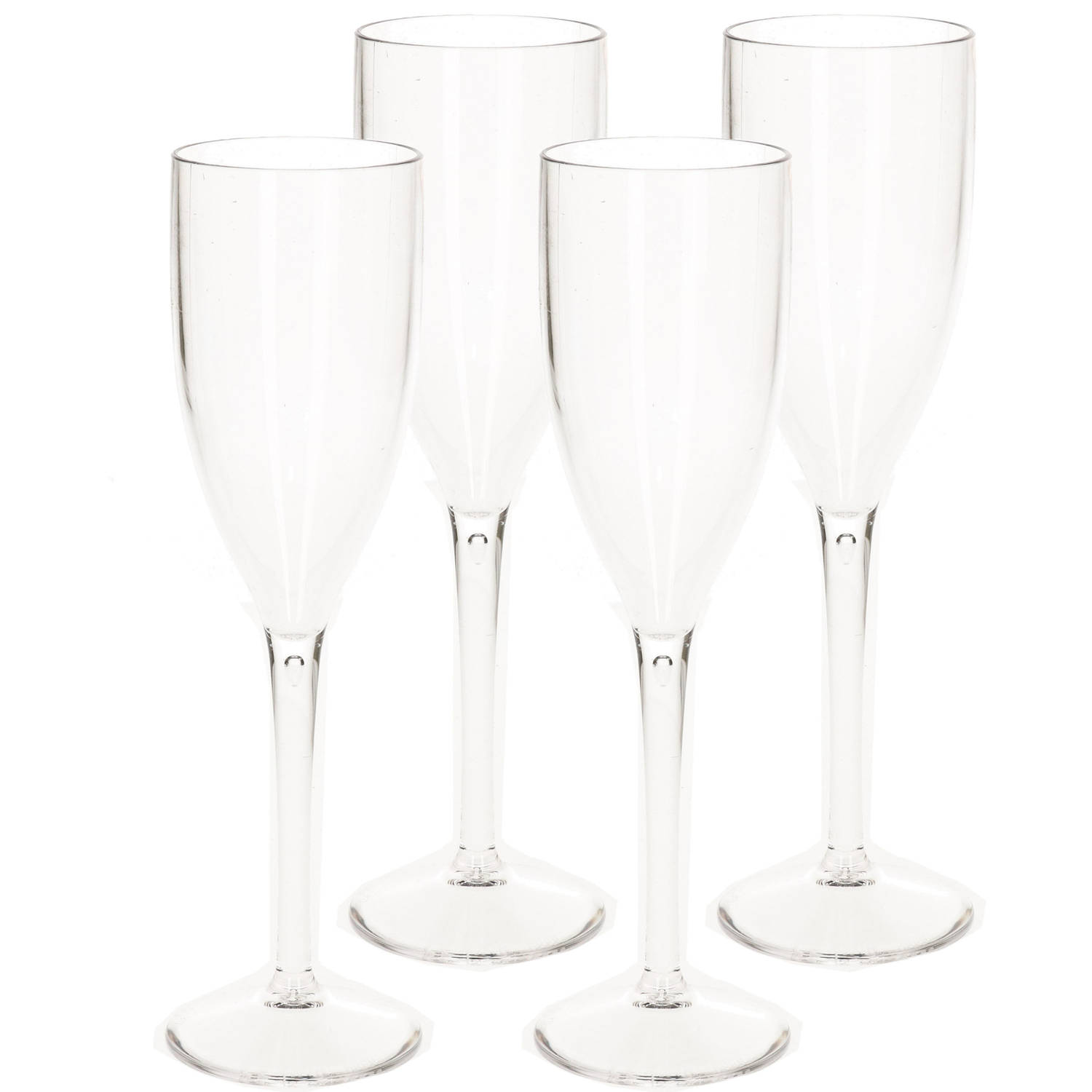 6x Stuks Onbreekbaar Champagne/prosecco Flute Glas Transparant Kunststof 15 Cl/150 Ml - Champagneglazen