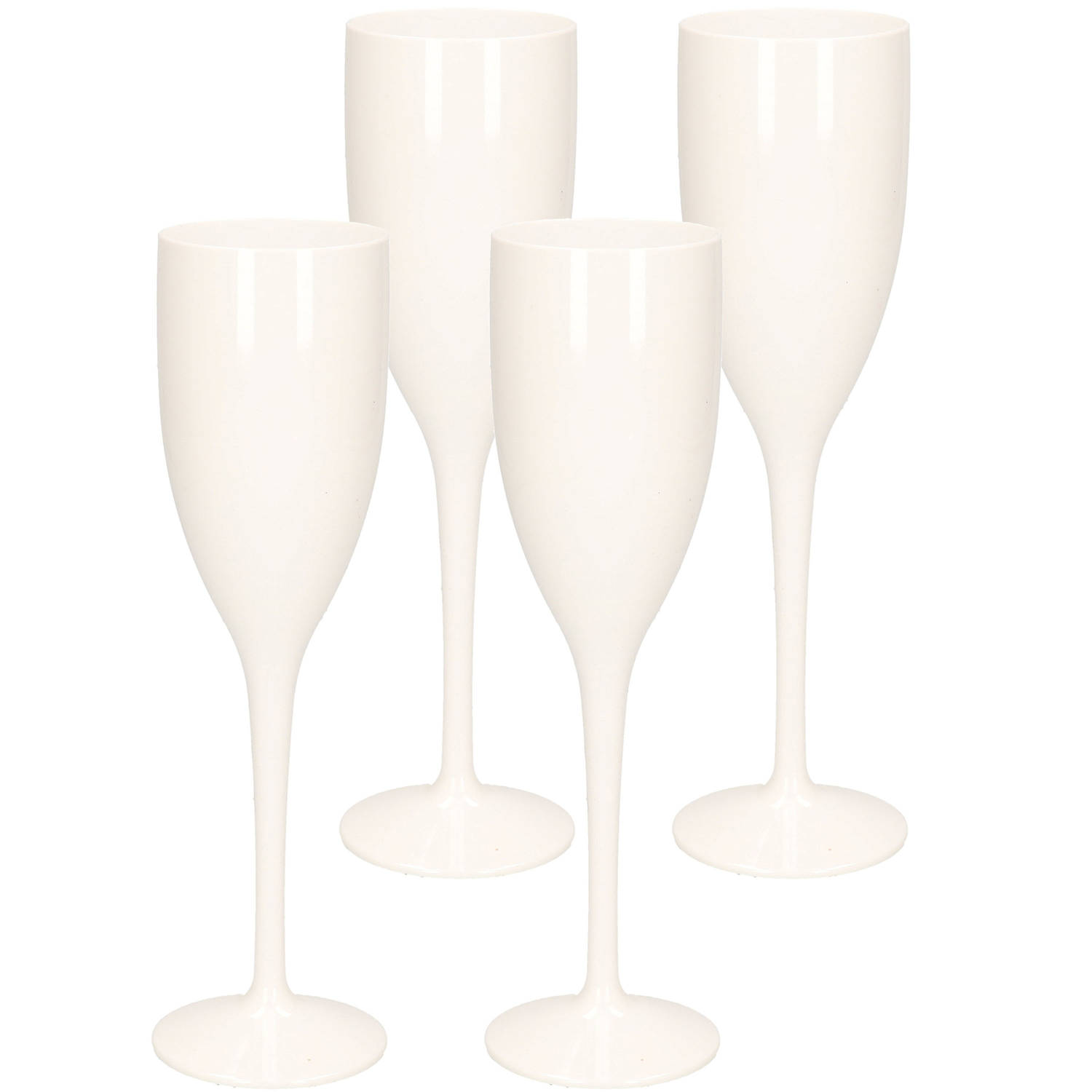 6x Stuks Onbreekbaar Champagne/prosecco Flute Glas Wit Kunststof 15 Cl/150 Ml - Champagneglazen