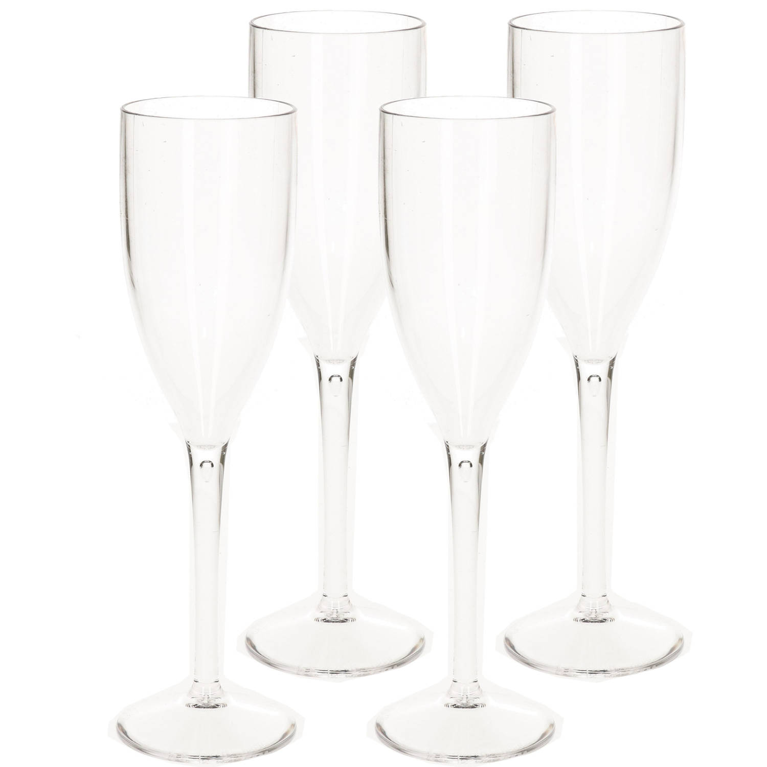 4x Stuks Onbreekbaar Champagne/prosecco Flute Glas Transparant Kunststof 15 Cl/150 Ml - Champagneglazen