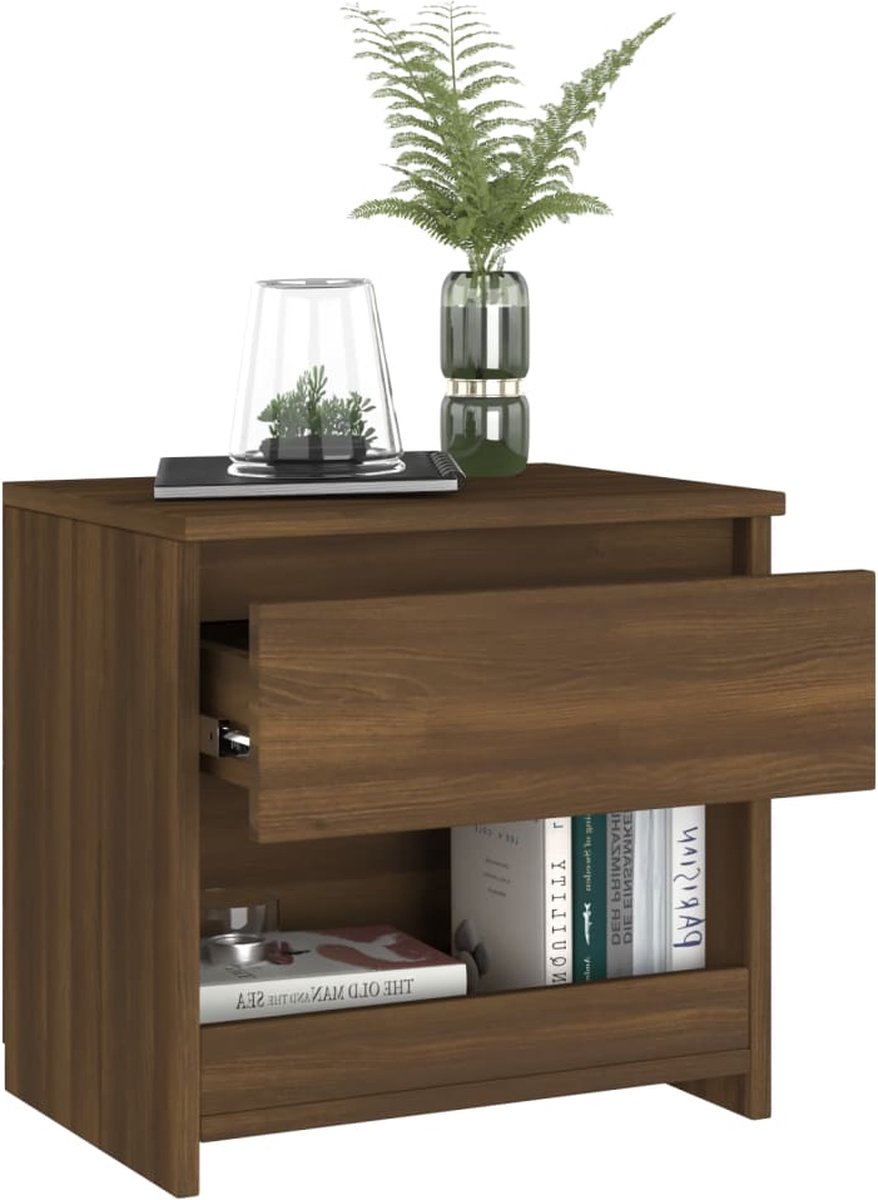 Vidaxl Nachtkastje 40x30x39 Cm Bewerkt Houteikenkleurig - Bruin