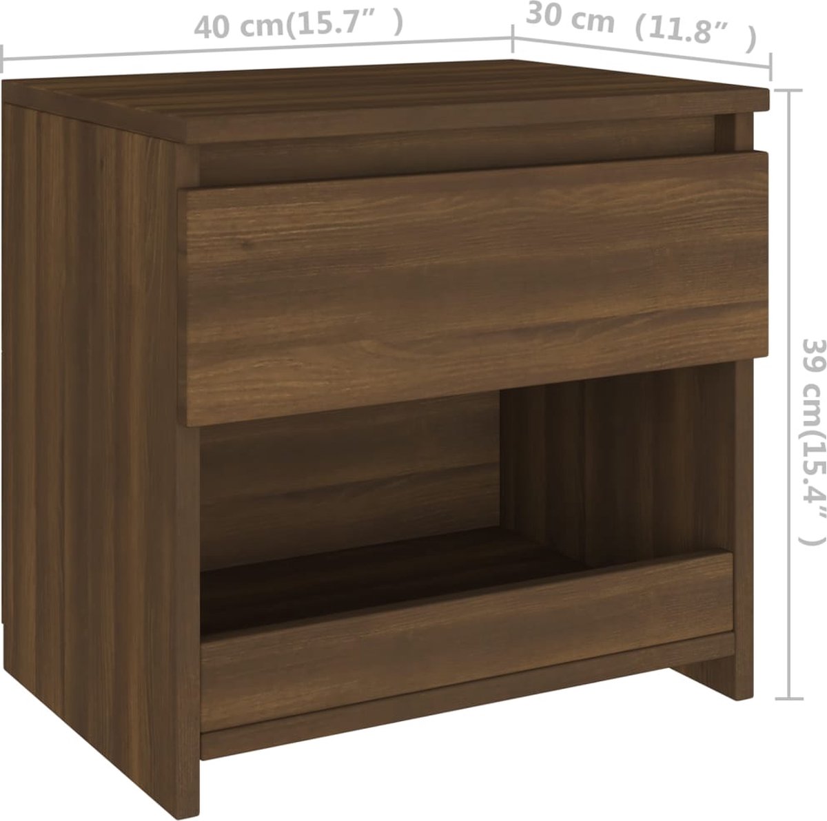 Vidaxl Nachtkastje 40x30x39 Cm Bewerkt Houteikenkleurig - Bruin