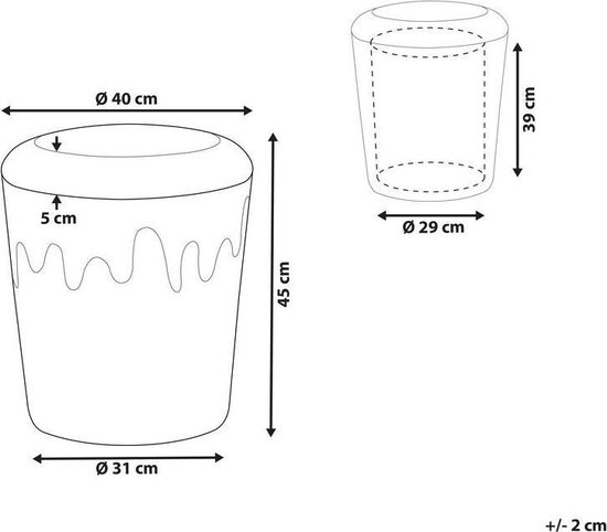 Beliani Mousee Poef Fluweel 40 X 40 Cm - Beige
