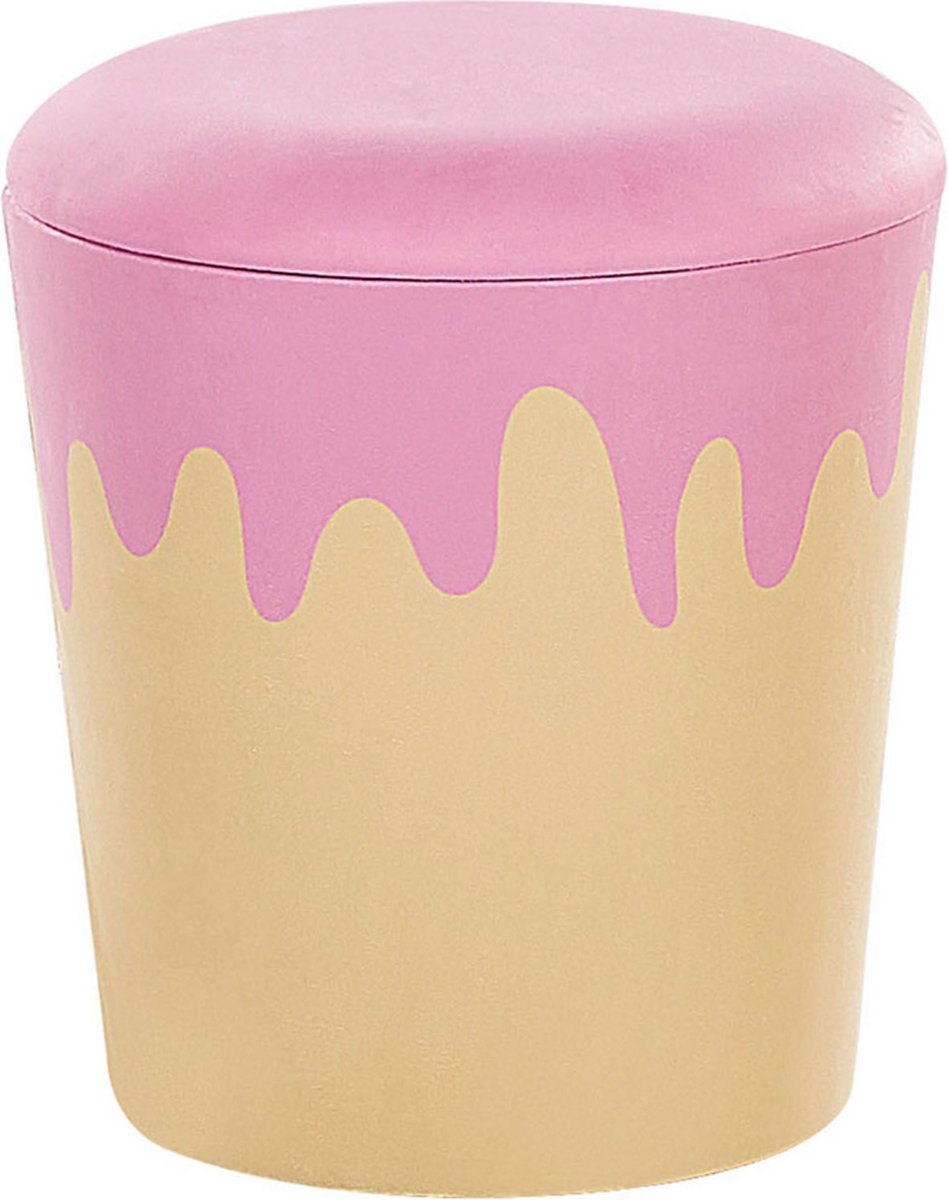 Beliani Mousee Poef Fluweel 40 X 40 Cm - Beige