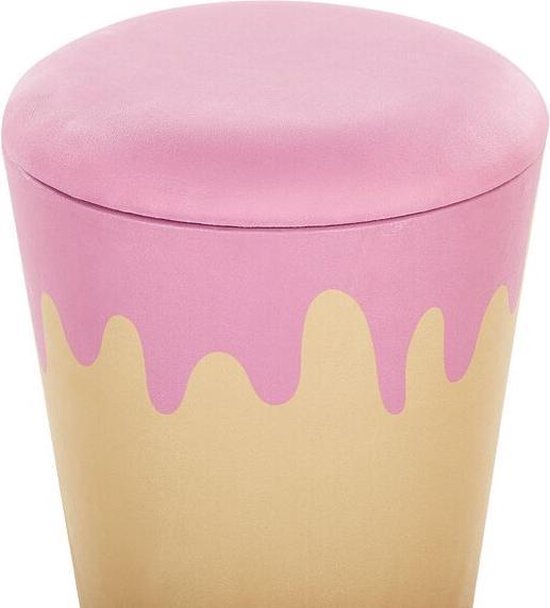 Beliani Mousee Poef Fluweel 40 X 40 Cm - Beige