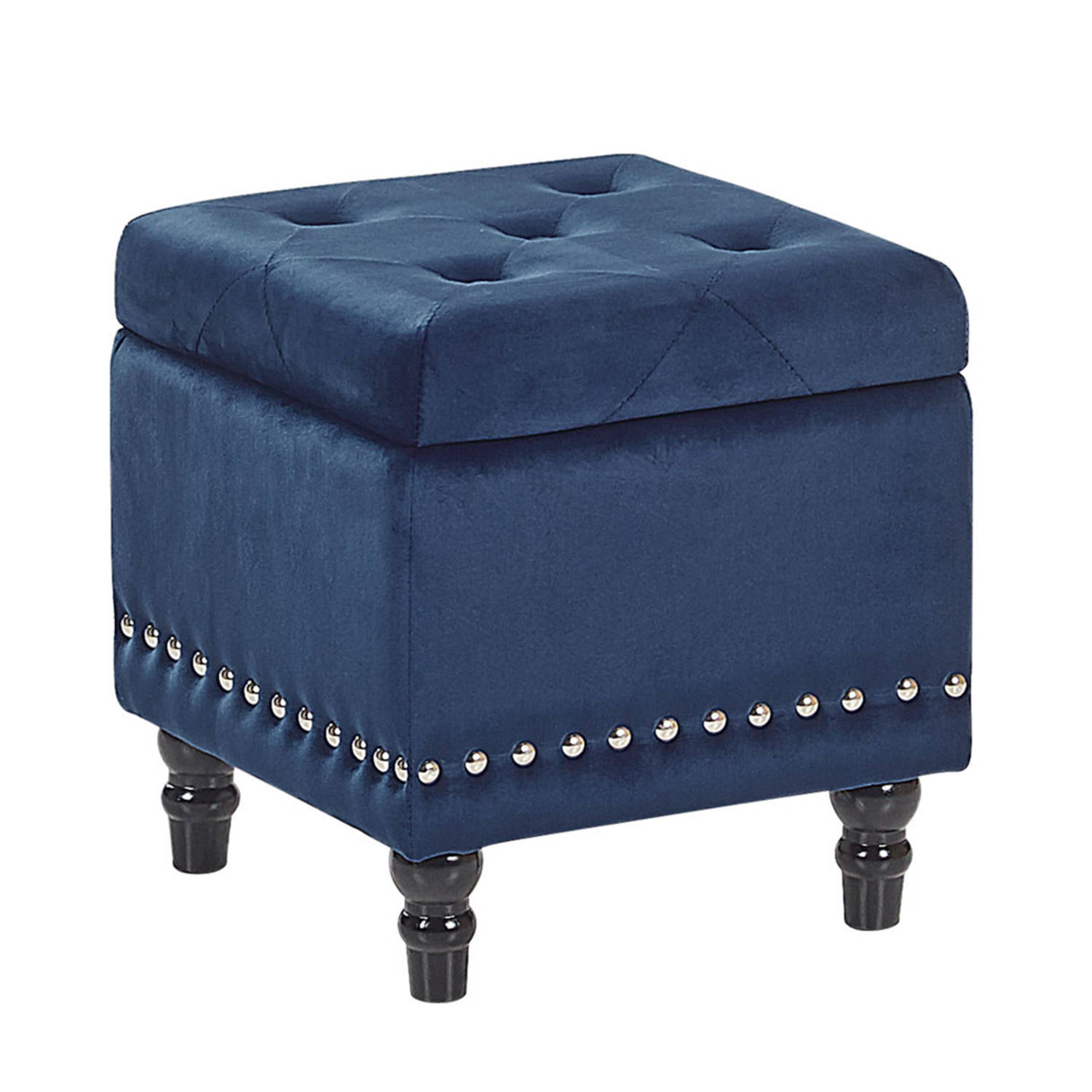 Beliani Loretto Ottomaan Fluweel 37 X 37 Cm - Blauw