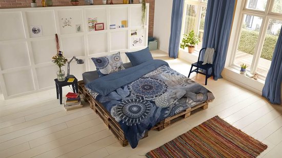 Hip Bjirke Flanel Dekbedovertrek - 1-persoons (140x200/220 Cm + 1 Sloop) - Flanel - - Blauw