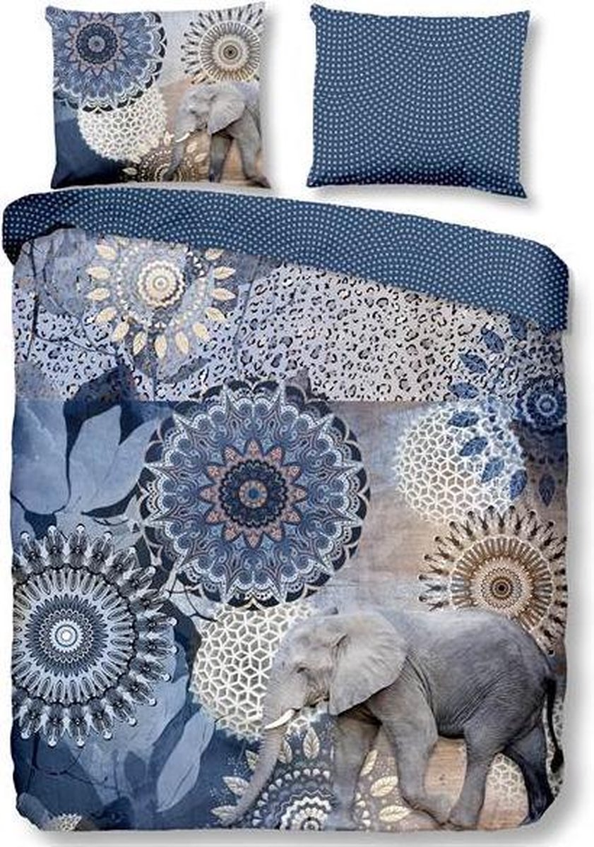 Hip Bjirke Flanel Dekbedovertrek - 1-persoons (140x200/220 Cm + 1 Sloop) - Flanel - - Blauw