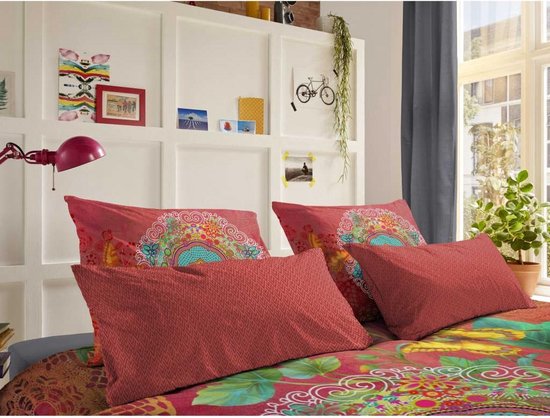 Hip Novali Dekbedovertrek - 1-persoons (140x200/220 Cm + 1 Sloop) - Katoen Satijn - Multi - Rood