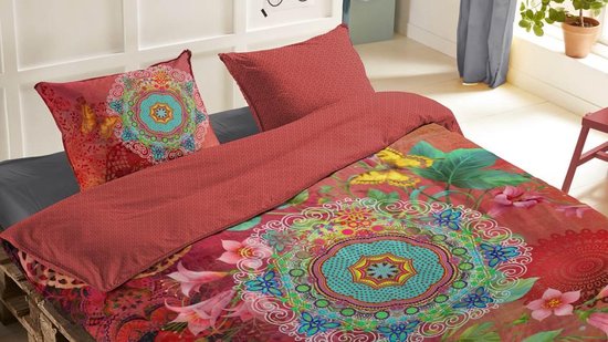 Hip Novali Dekbedovertrek - 1-persoons (140x200/220 Cm + 1 Sloop) - Katoen Satijn - Multi - Rood