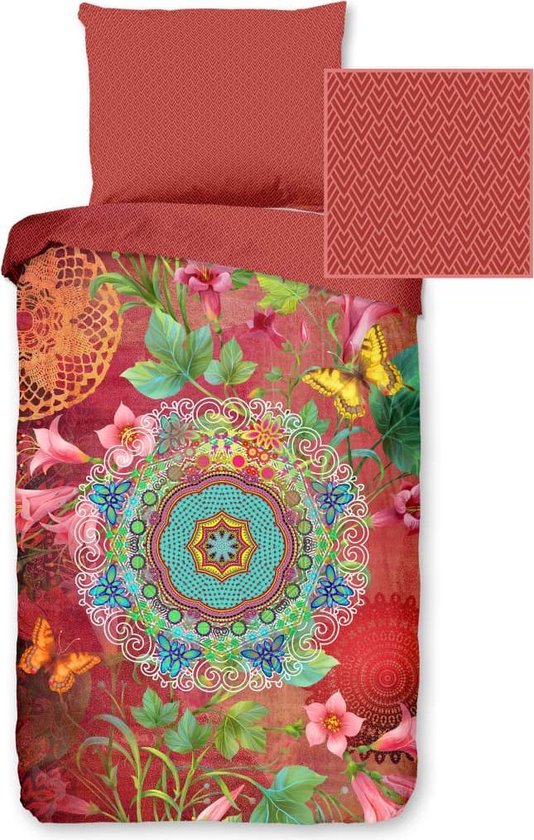 Hip Novali Dekbedovertrek - 1-persoons (140x200/220 Cm + 1 Sloop) - Katoen Satijn - Multi - Rood