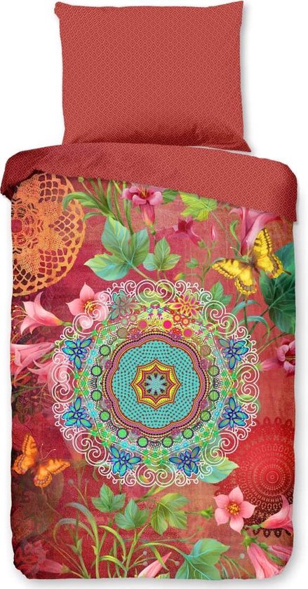 Hip Novali Dekbedovertrek - 1-persoons (140x200/220 Cm + 1 Sloop) - Katoen Satijn - Multi - Rood
