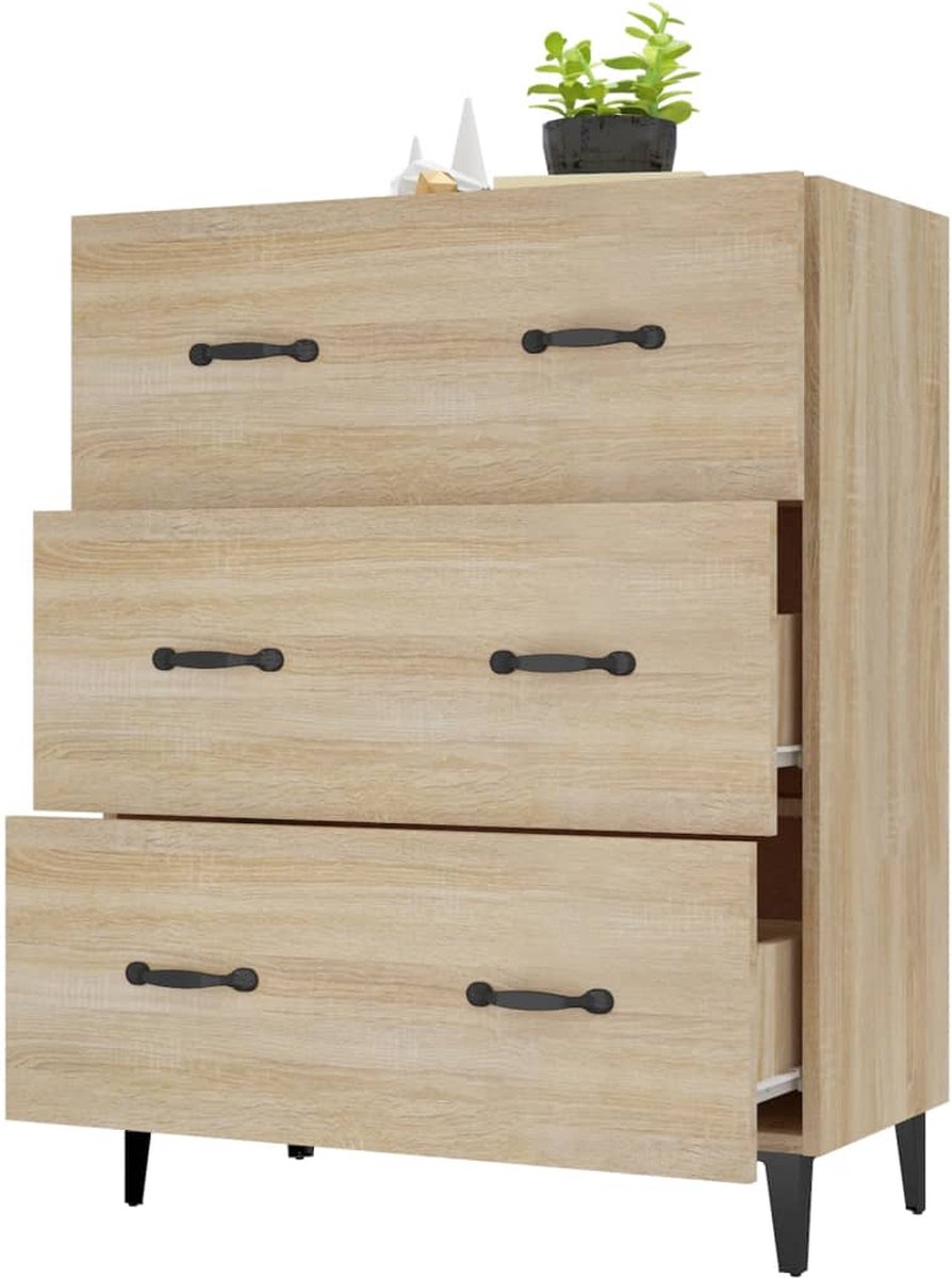 Vidaxl Dressoir 69,5x34x90 Cm Bewerkt Hout Sonoma Eikenkleurig - Bruin