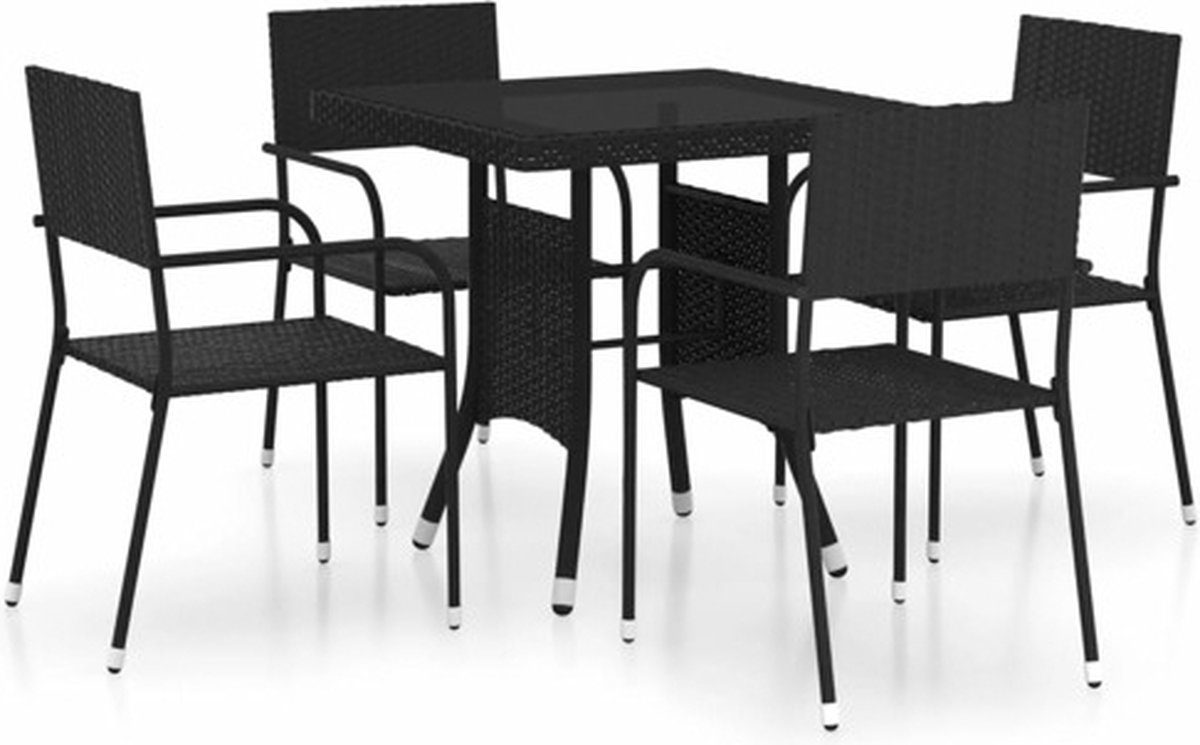 Vidaxl 5-delige Tuinset Poly Rattan - Negro