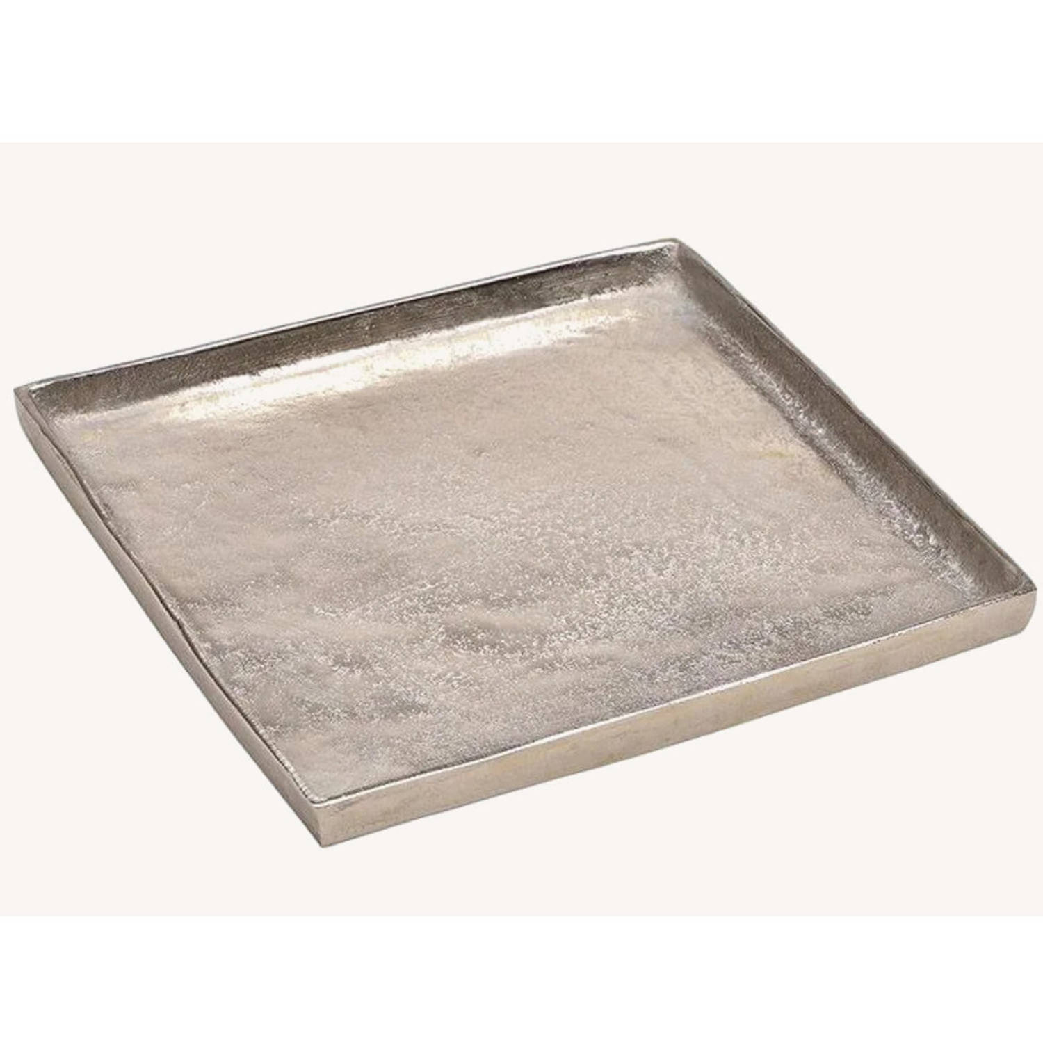 Vierkant Kaarsenbord/kaarsenplateau Zilver Van Aluminium 30 X 30 X 2 Cm - Kaarsenplateaus