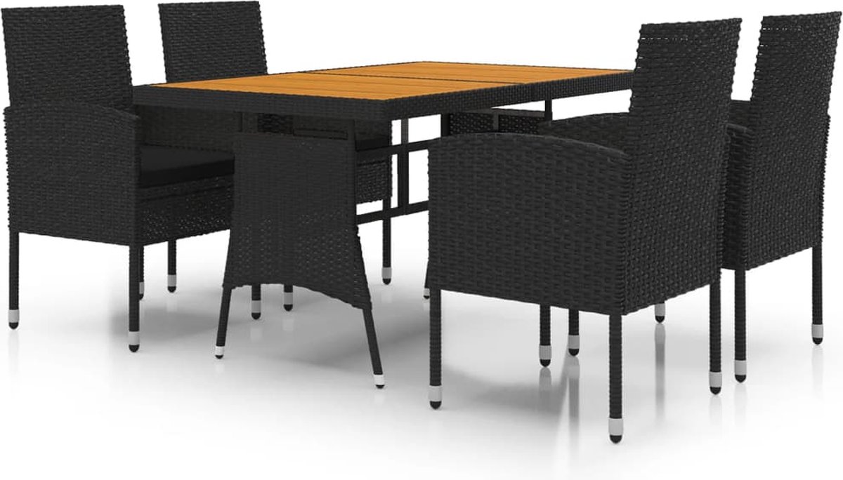 Vidaxl 5-delige Tuinset Poly Rattan - Negro