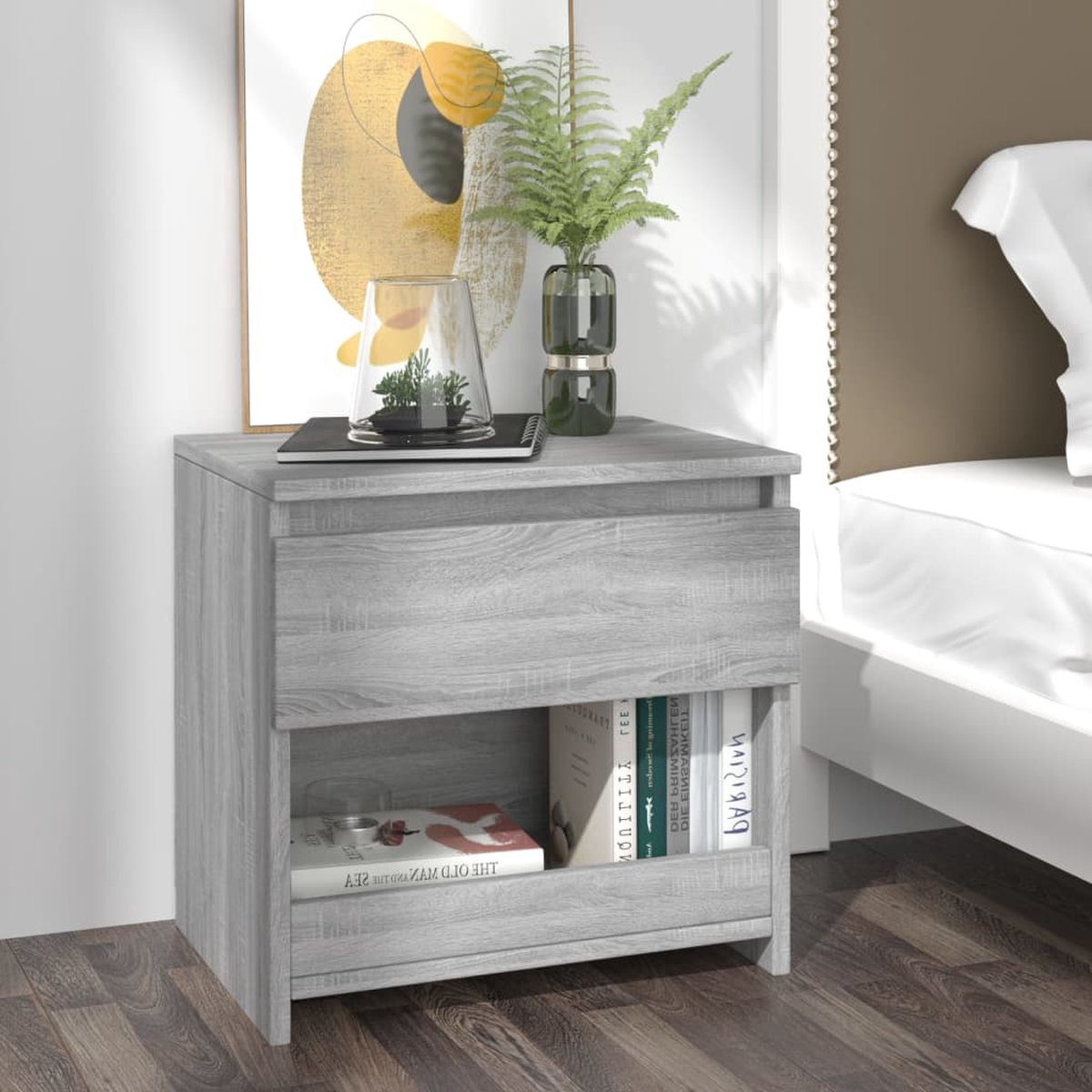 Vidaxl Nachtkastjes 2 St 40x30x39 Cm Bewerkt Hout Sonoma Eiken - Grijs