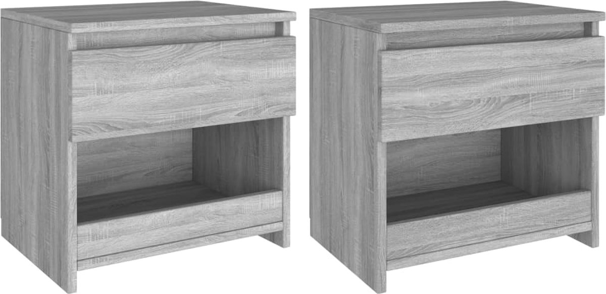 Vidaxl Nachtkastjes 2 St 40x30x39 Cm Bewerkt Hout Sonoma Eiken - Grijs