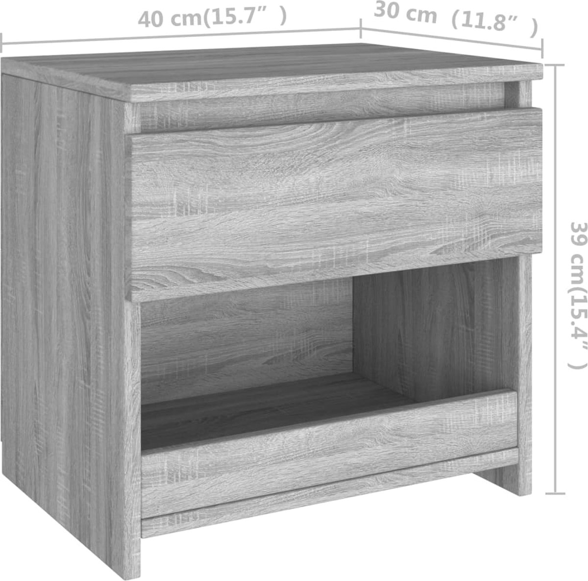 Vidaxl Nachtkastjes 2 St 40x30x39 Cm Bewerkt Hout Sonoma Eiken - Grijs