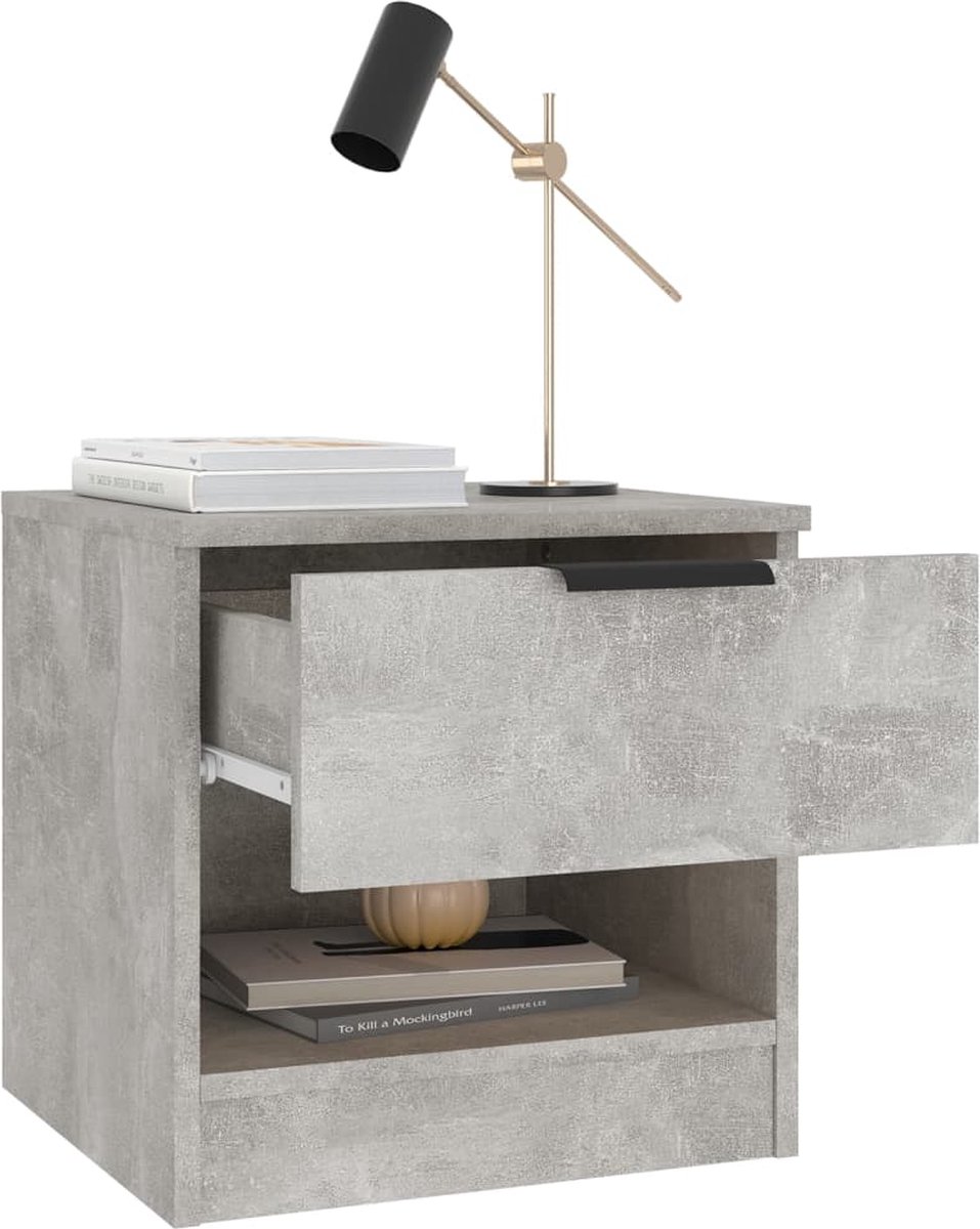 Vidaxl Nachtkastje Bewerkt Hout Beton - Grijs