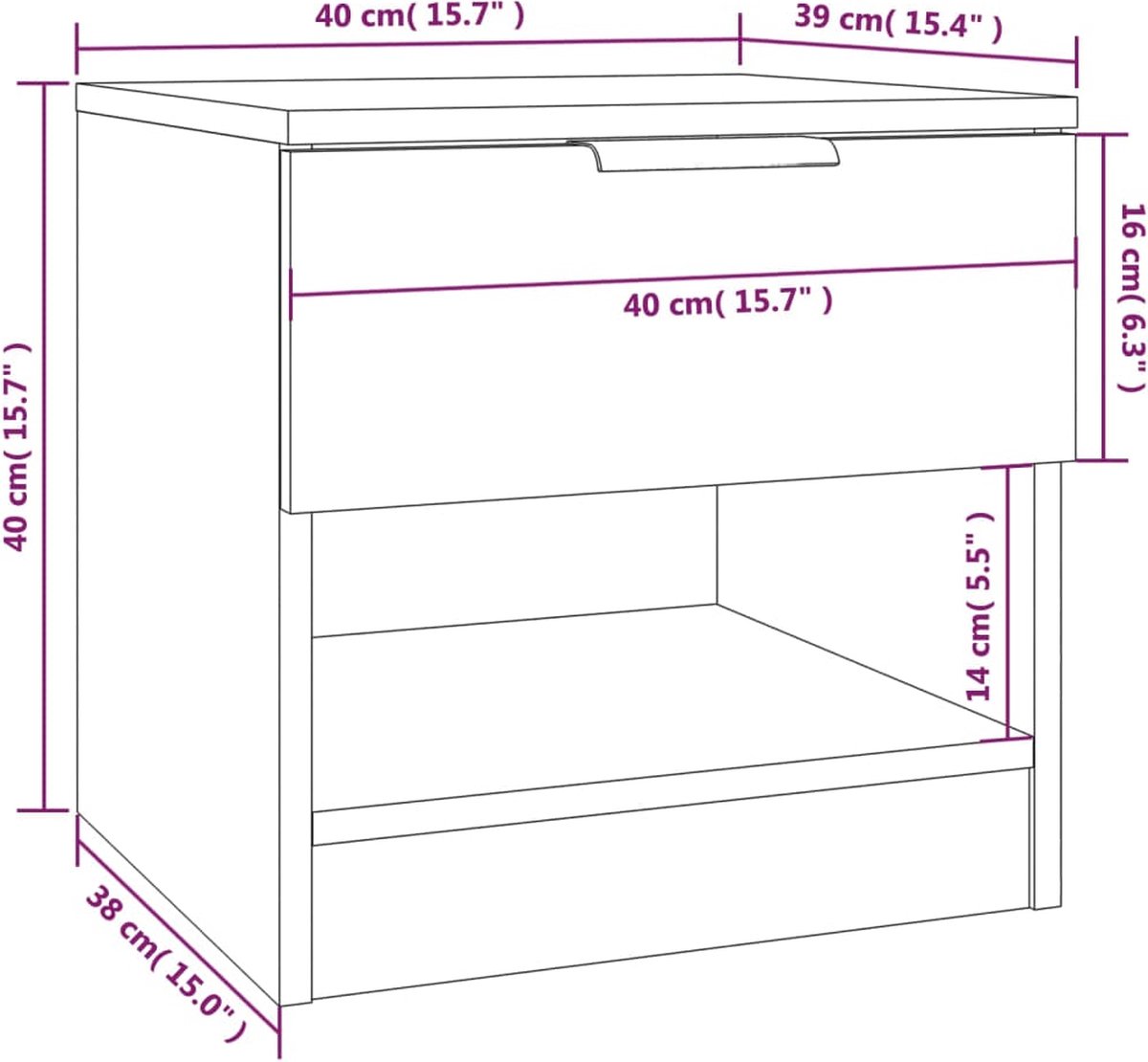 Vidaxl Nachtkastje Bewerkt Hout Beton - Grijs