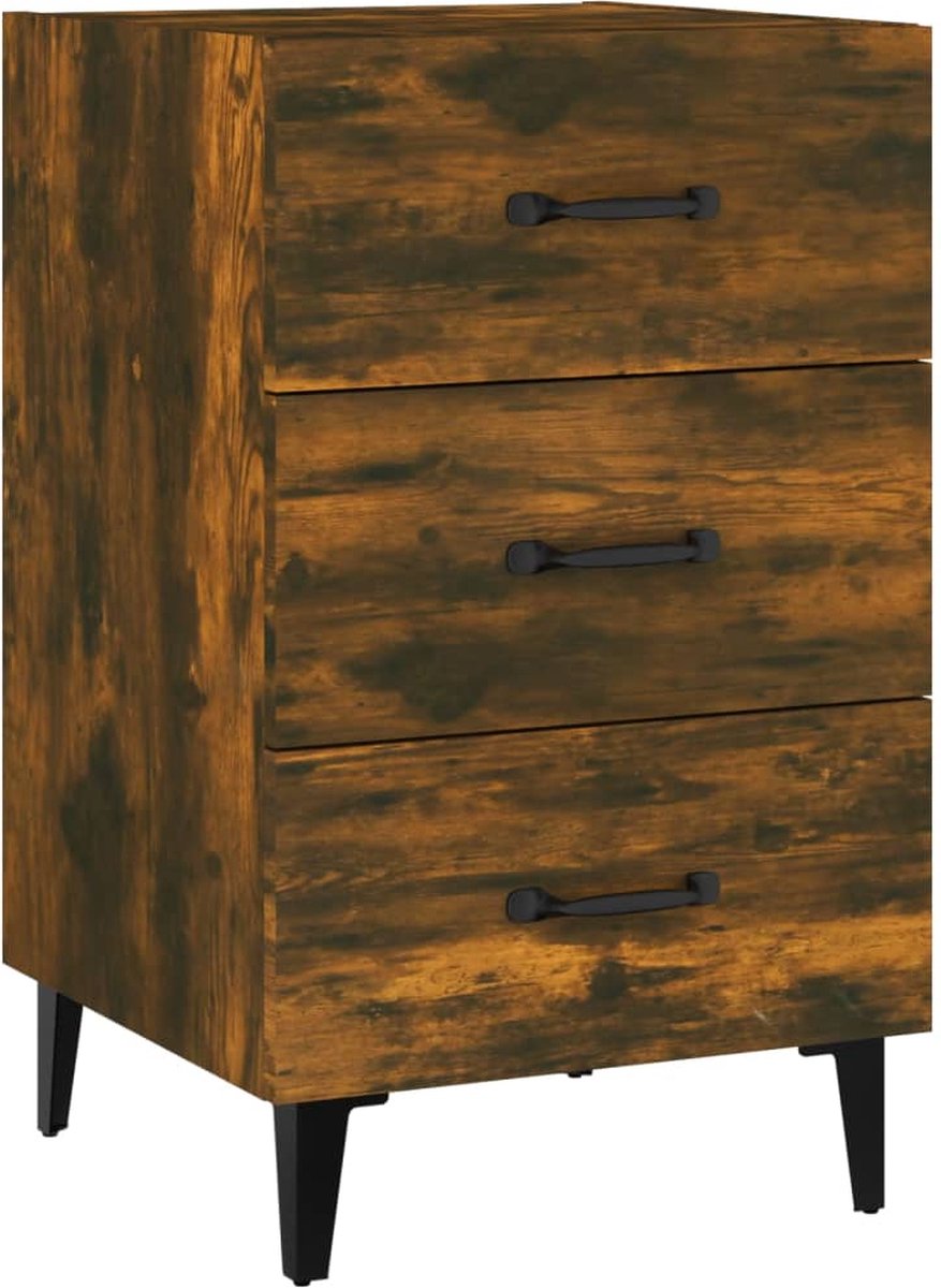 Vidaxl Nachtkastje 40x40x66 Cm Bewerkt Hout Gerookt Eikenkleurig - Bruin