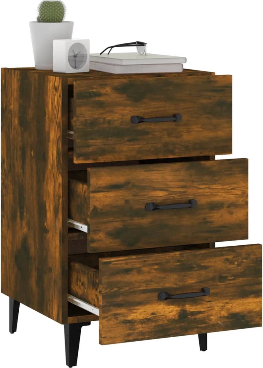 Vidaxl Nachtkastje 40x40x66 Cm Bewerkt Hout Gerookt Eikenkleurig - Bruin