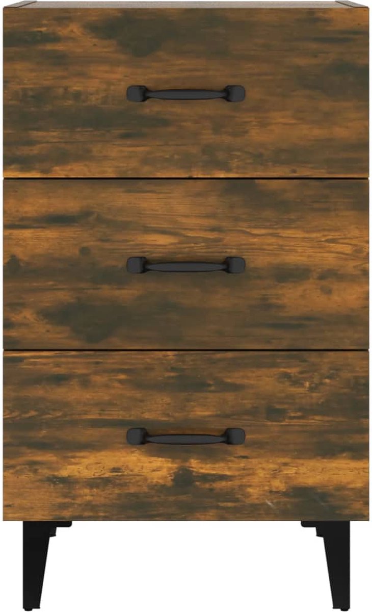 Vidaxl Nachtkastje 40x40x66 Cm Bewerkt Hout Gerookt Eikenkleurig - Bruin