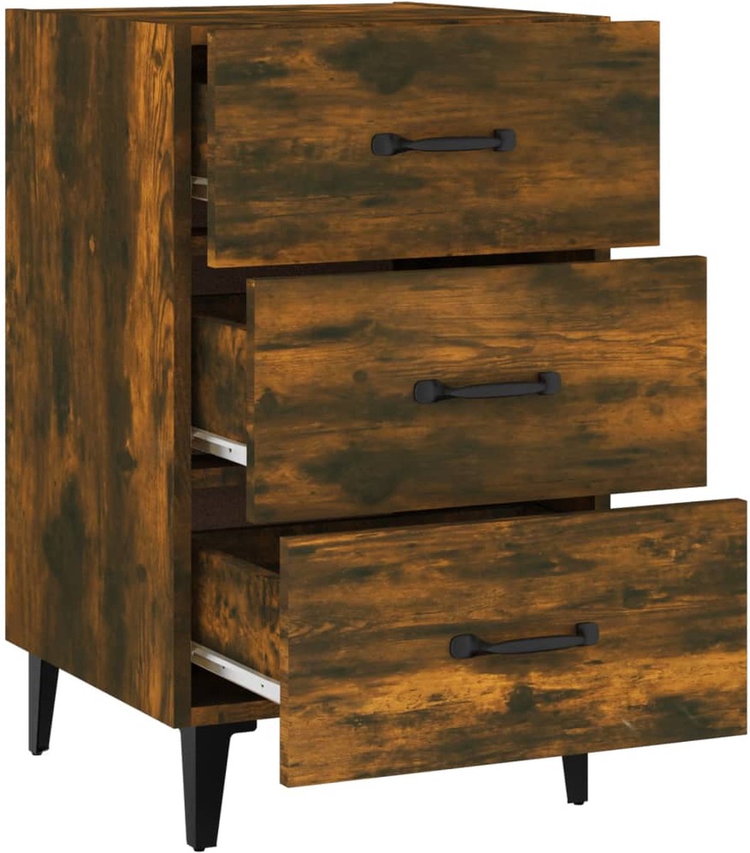 Vidaxl Nachtkastje 40x40x66 Cm Bewerkt Hout Gerookt Eikenkleurig - Bruin