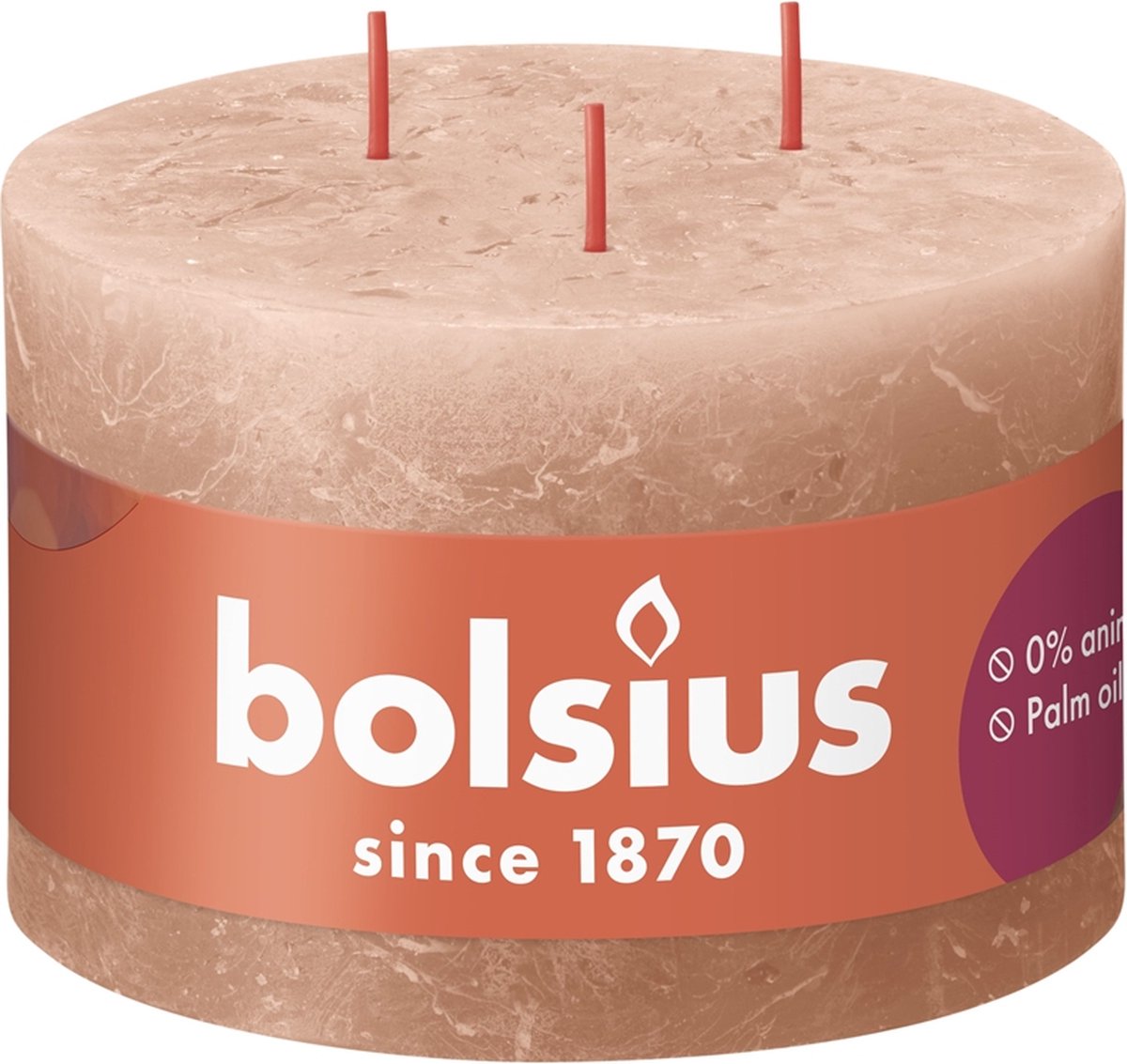 Bolsius Stompkaars Rustiek 3 Lonten Creamy Caramel - 9 Cm / ø 14 Cm - Bruin