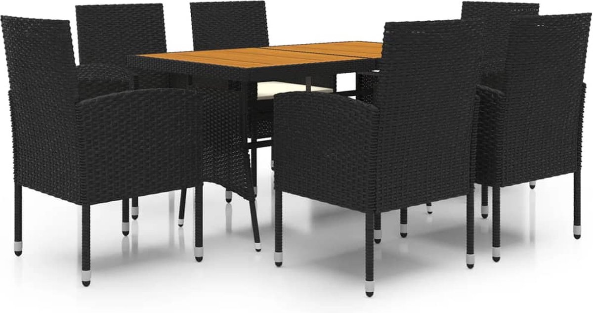 Vidaxl 7-delige Tuinset Poly Rattan - Zwart