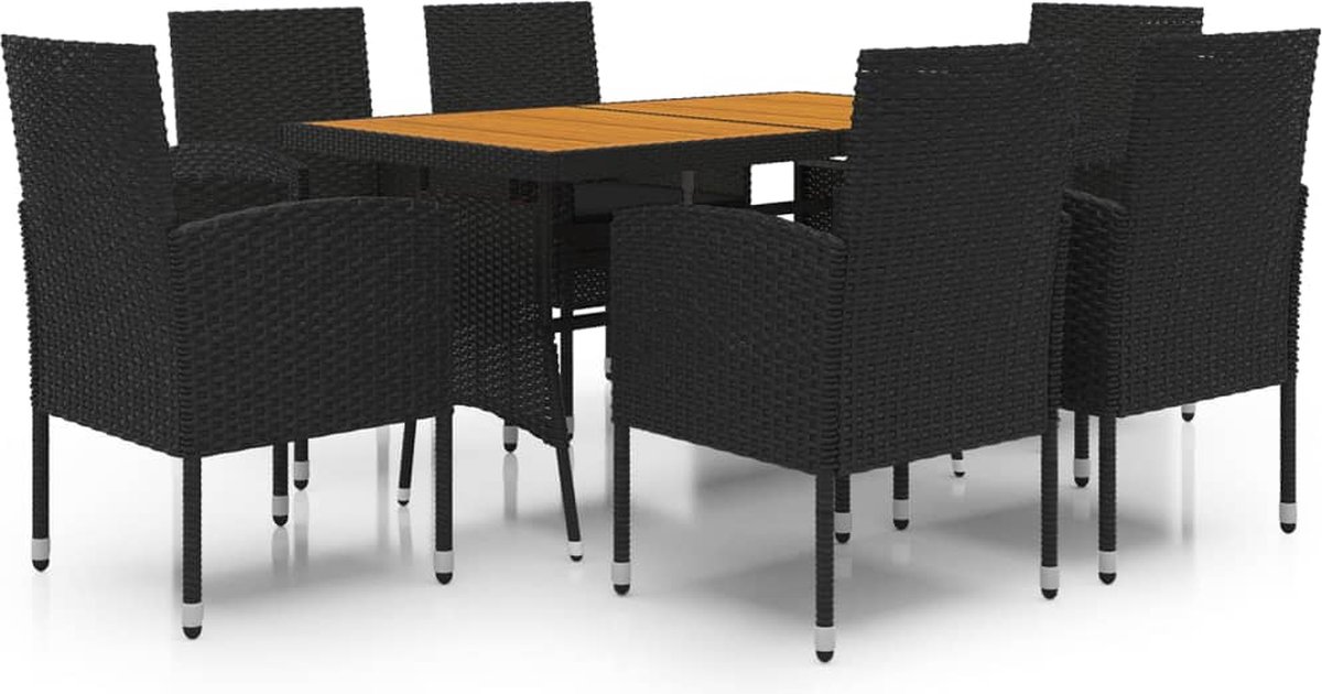 Vidaxl 7-delige Tuinset Poly Rattan - Negro