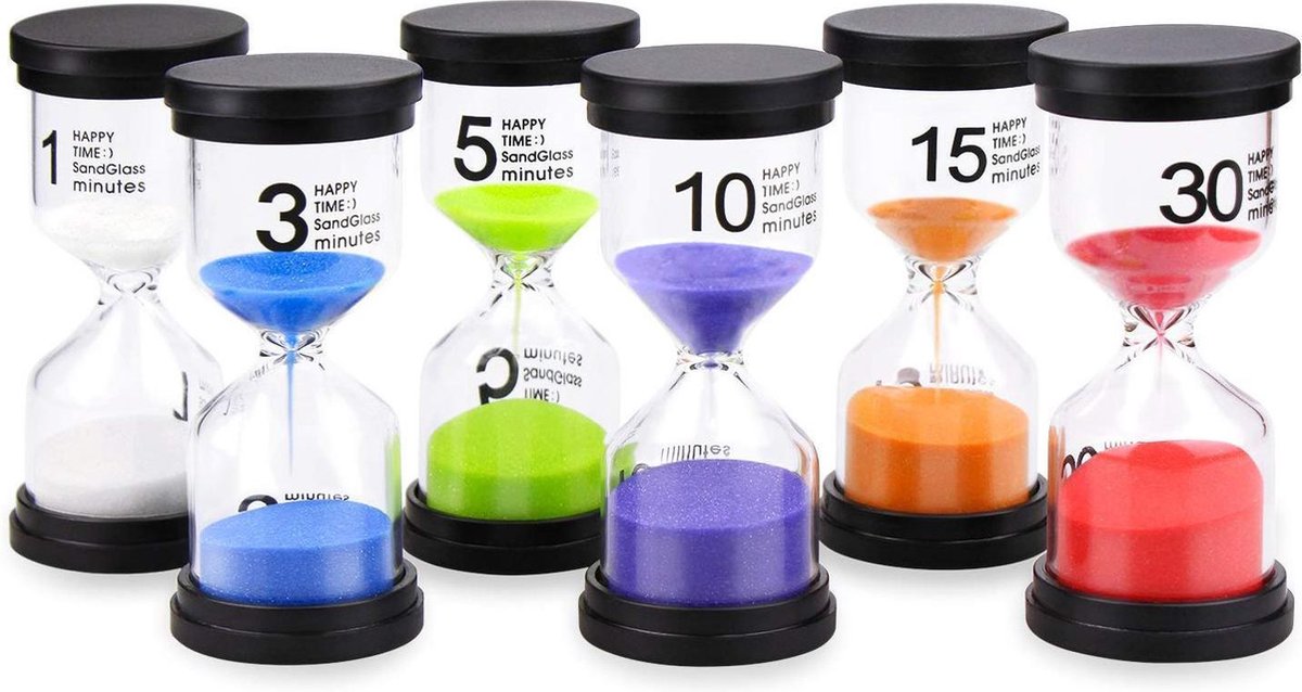 Rx Goods Premium Zandlopers 1,3,5,10,15 & 30 Minuten - Spellen, Tandenpoets & Douche Timer