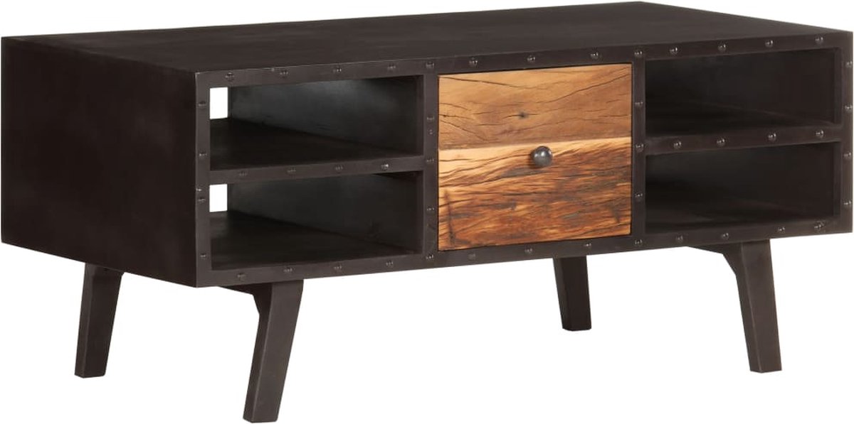 Vidaxl Salontafel 100x50x45 Cm Massief Gerecycled Hout - Zwart