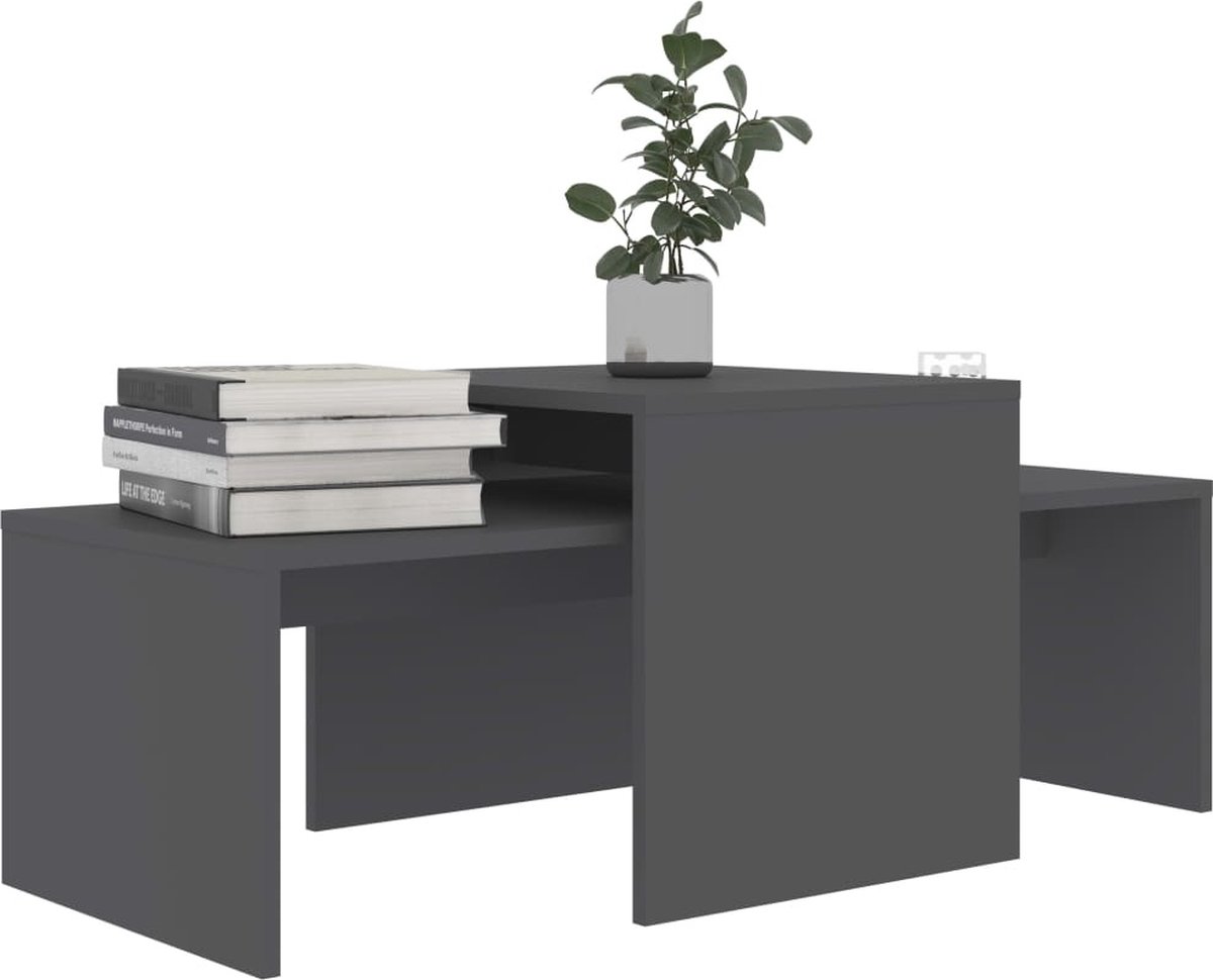 Vidaxl Salontafelset 100x48x40 Cm Spaanplaat - Grijs