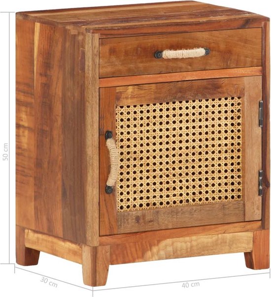 Vidaxl Nachtkastje 40x30x50 Cm Massief Gerecycled Hout - Bruin