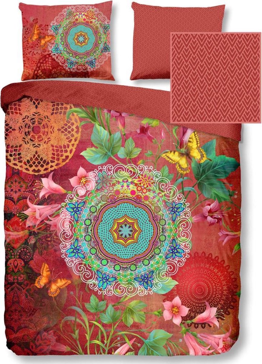 Hip Novali Dekbedovertrek - 2-persoons (200x200/220 Cm + 2 Slopen) - Katoen Satijn - Multi - Rood