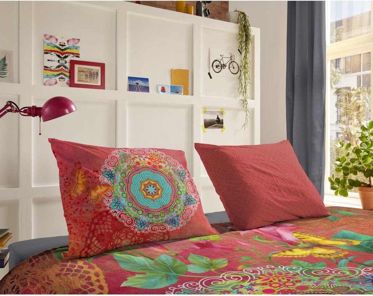 Hip Novali Dekbedovertrek - 2-persoons (200x200/220 Cm + 2 Slopen) - Katoen Satijn - Multi - Rood