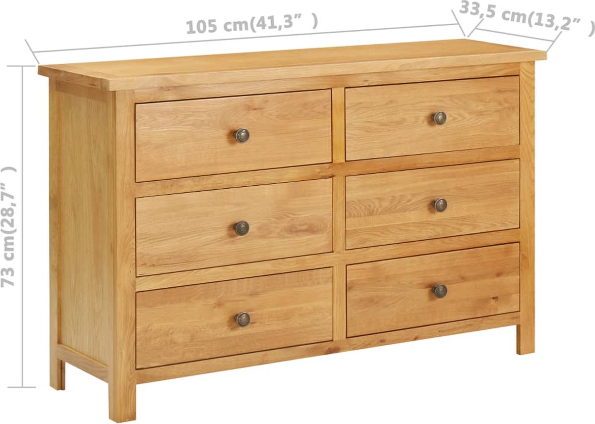 Vidaxl Ladekast 105x33,5x73 Cm Massief Eikenhout - Bruin