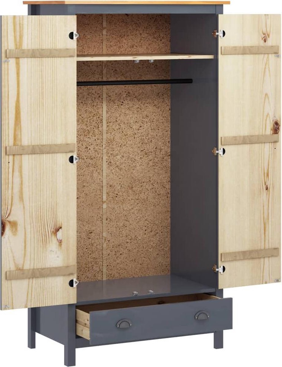 Vidaxl Kledingkast 2 Deuren Hill Range 89x50x170 Cm Grenenhout - Grijs